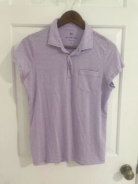 NWT Renwick Gold Purple and White Striped Polo